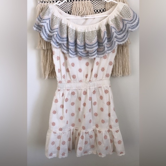 LoveShackFancy Dresses & Skirts - LoveShackFancy Eyelet Embroidered Floral Ruffle Overlay Mini Dress Cottagecore